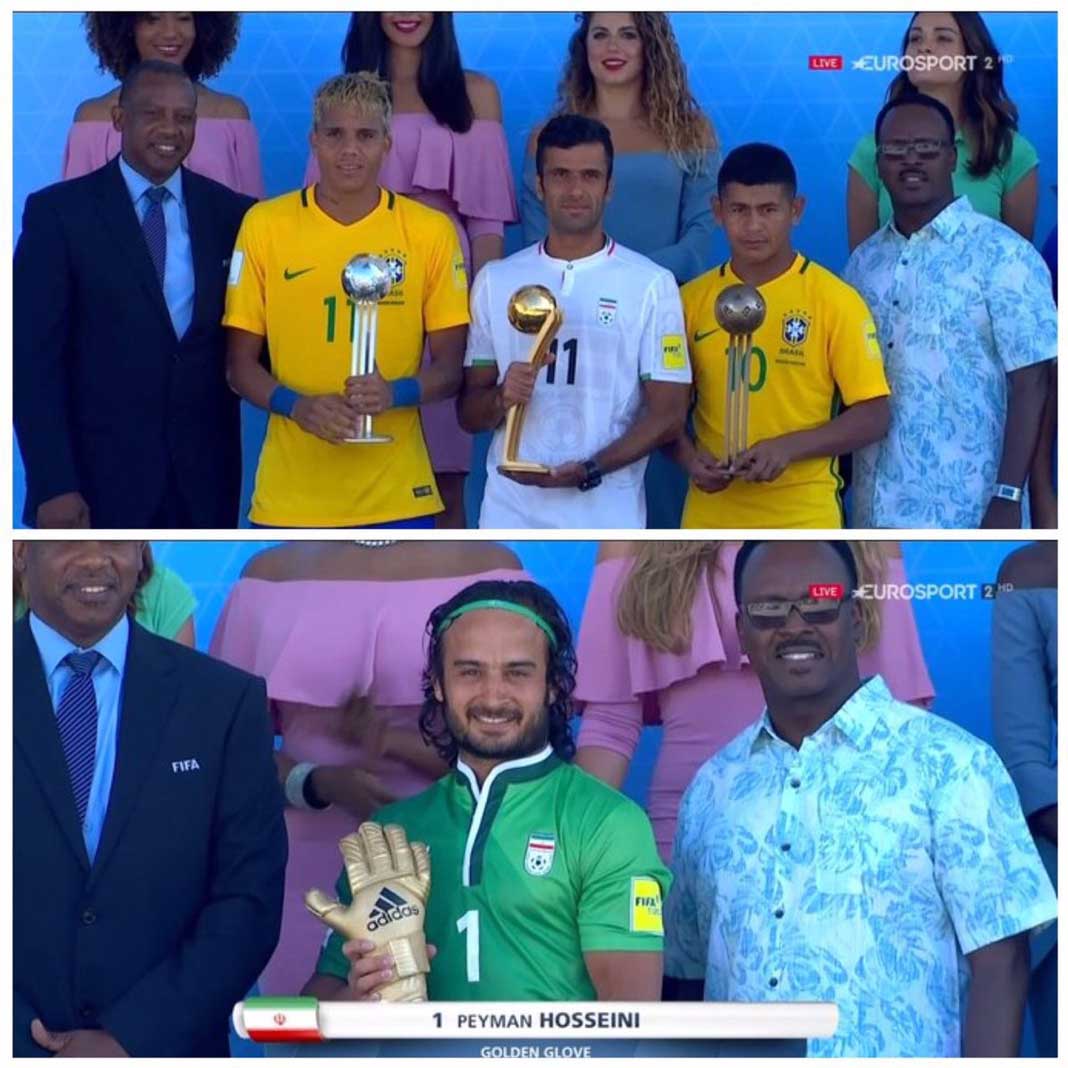 بازیکنان ایران جایزه دستکش طلا و توپ طلای بهترین دروازه‌بان و بهترین بازیکن جام ۲۰۱۷ را به دست آوردند