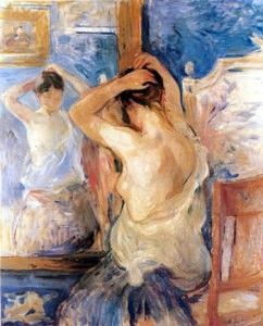 «زن در برابر آینه» اثر برته موریسو بانوی نقاش فرانسوی، نیمه دوم قرن نوزدهم