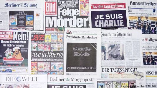 روزنامه های «جدی» و معتبر آلمان ترجیح دادند کاریکاتورهای «شارلی» را دست کم در صفحات اول و آخر خود منتشر نکنند