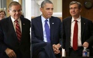 پرزیدنت باراک اوباما در منگنه سناتورهایی که خواهان افزایش تحریم ها علیه جمهوری اسلامی هستند: سناتور مارک کرک و سناتور رابرت منندز