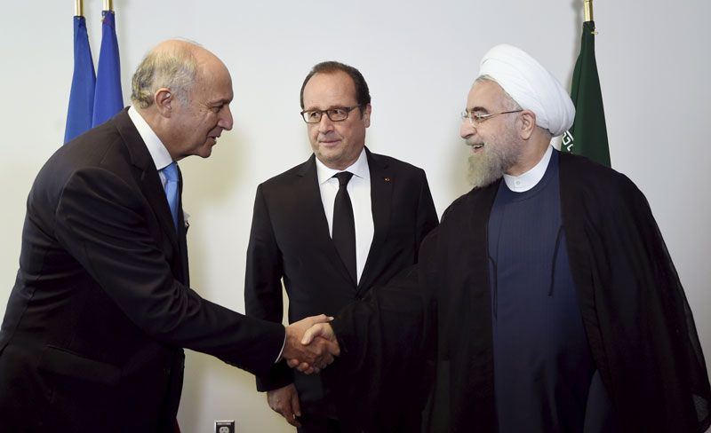 روحانی و اولند و فابیوس، ۲۷ سپتامبر ۲۰۱۵Reuters©
