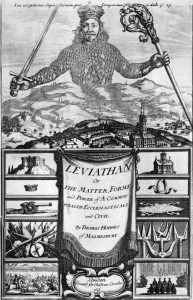 روی جلد کتاب «لویاتان» درباره ساختار و نقش دولت و شهروندان اثر توماس هابس فیلسوف و نظریه‌پرداز قرن هفدهم انگلستان