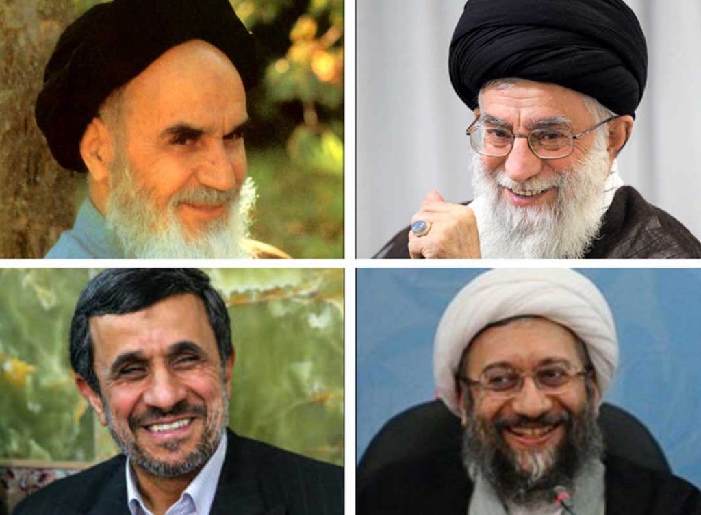 خمینی، خامنه‌ای، لاریجانی، احمدی نژاد