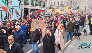 راهپیمایی بزرگ ایرانیان از برابر ساختمان بیبیسی تا روبروی دفتر نخست وزیری بریتانیا